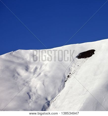 Trace Of Avalanche On Off-piste Slope In Sunny Day