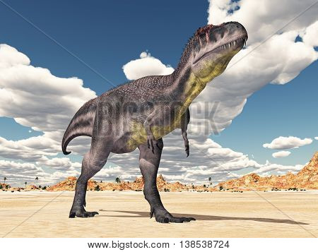 Computer generated 3D illustration with the dinosaur Tyrannotitan