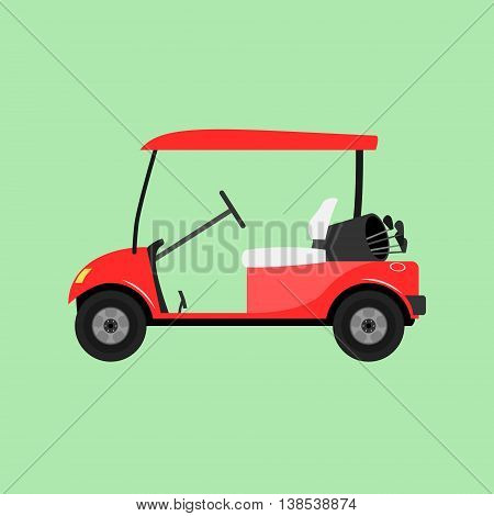 Red empty golf cart. Vector illustration isolated.