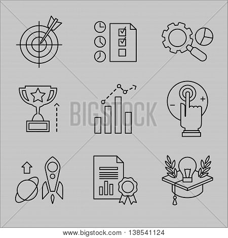 flat line icons for web development. Icons for application development, web page coding and programming, seo, web design, creative process, social media, branding, marketing