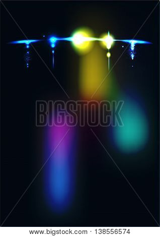 Airplane in the night sky, blur vector background