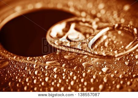 Close Up Opened Aliminium Jar With Water Drops