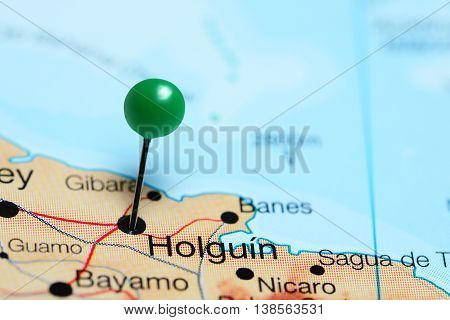 Holguin pinned on a map of Cuba