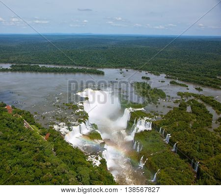 Devil's Throat - largest waterfall of the Iguazu Falls. Picture taken from a helicopter