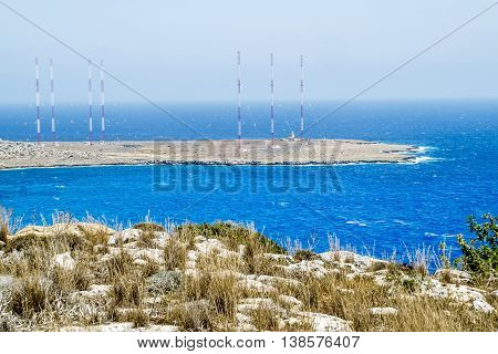 25 may 2016.Cape Greco.radio antennas at Cape Greco . Cyprus.