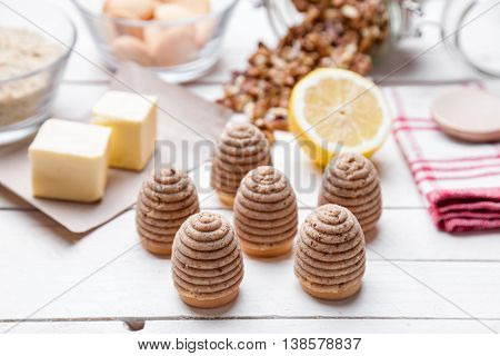 Traditional Bee Nest Cake On Wooden Background