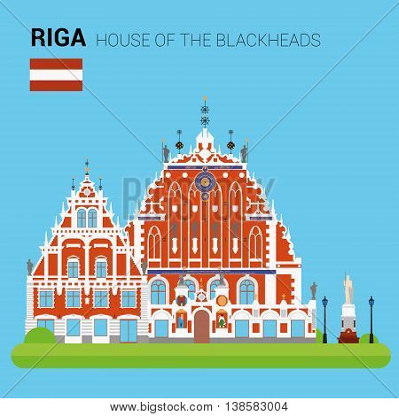 Monuments and landmarks Vector Collection: House of the Blackheads. Descripción: Vector illustration of House of the Blackheads (Riga, Latvia). Monuments and landmarks Collection. EPS 10 file compatible and editable.