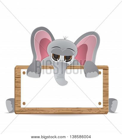 cute cartoon elephant peek behind text box