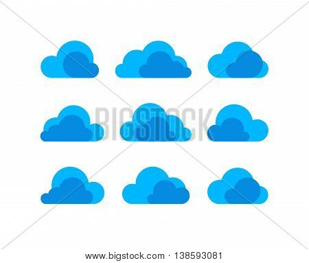 Abstract clouds weather or storage icon collection