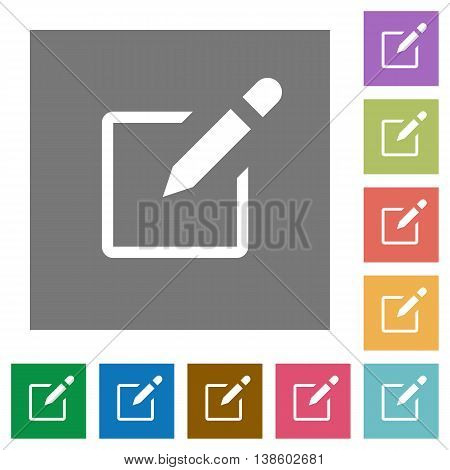 Editbox flat icon set on color square background.