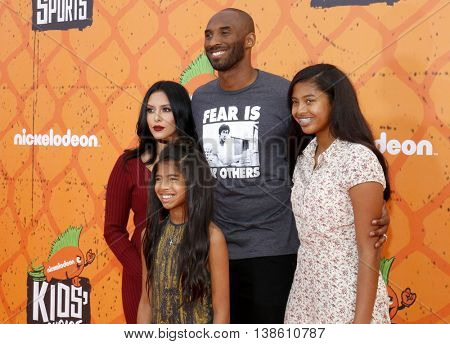 Kobe Bryant, Vanessa Bryant, Gianna Maria Onore Bryant and Natalia Diamante Bryant at the Nickelodeon Kids' Choice Sports Awards 2016 held at the Pauley Pavilion in Westwood, USA on July 14, 2016.