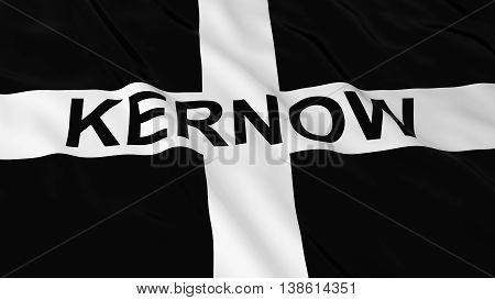 Cornish Flag With Kernow Text 3D Illustration