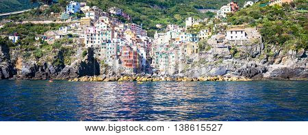 Riomaggiore In Cinque Terre, Italy - Summer 2016 - View From The Sea