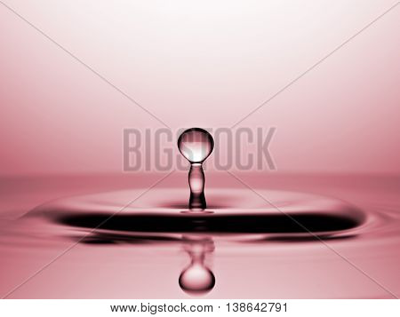 Water Drop Macro with Rose colored backround