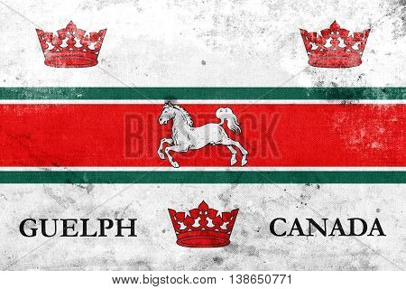 Flag Of Guelph, Canada, With A Vintage And Old Look