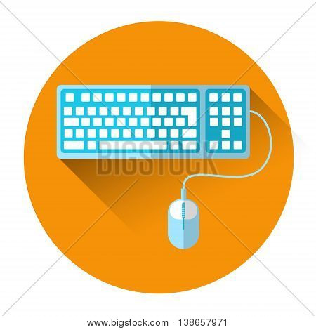 Computer Keyboard Mouse Colorful Icon Flat Vector Illustration