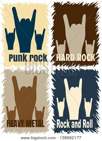 Set of different musical directions. Stylish template for slogan, poster, flyer, etc. Vector illustration. Vertical location