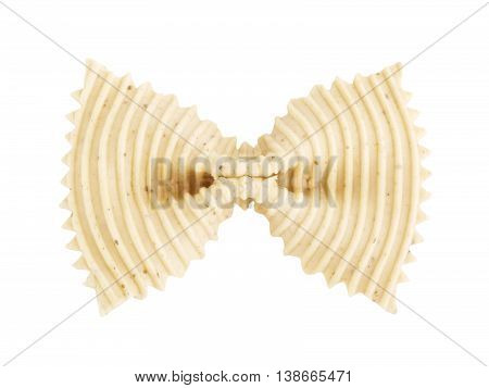 raw bow-knot pasta, isolated on white background