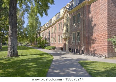 Whitman College building and park in Wala Wala Washington state.
