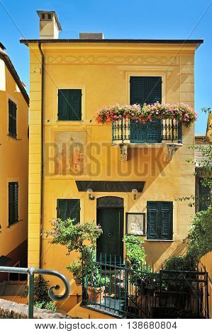 typical ligurian historic houses in Portofino Italy
