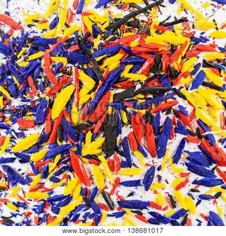 shavings colour cyan magenta yellow black (CMYK) on white background