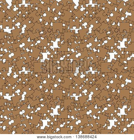 Set of Brown Pazzle on White Background. Seamless Jigsaw Pattern