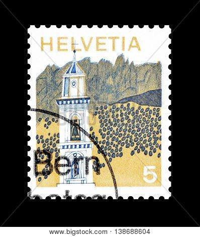 SWITZERLAND - CIRCA 1973 : Cancelled postage stamp printed by Switzerland, that shows Bidogno.