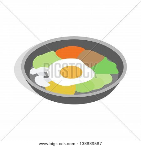 Korean national dish bibimbap icon in isometric 3d style isolated on white background