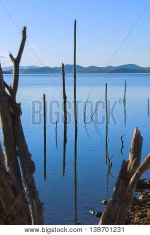 Lake Wivenhoe in Queensland during the day. Apart of Wivenhoe Dam.