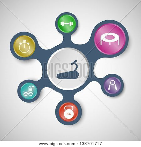 Fitness infographic templates with connected metaballs, stock vector