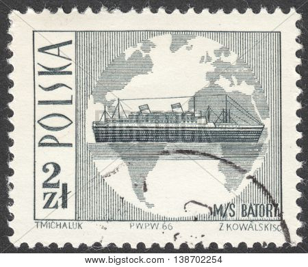 MOSCOW RUSSIA - CIRCA JANUARY 2016: a post stamp printed in POLAND shows M/S Batory the series 