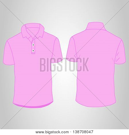 T shirt Pink  template. Front and back