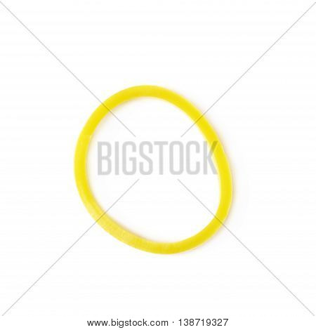 Single rubber loom band isolated over the white background
