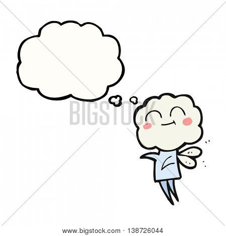 freehand drawn thought bubble cartoon cute cloud head imp