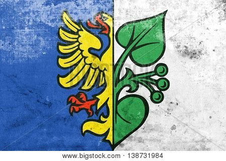 Flag Of Karvina, Czechia, With A Vintage And Old Look