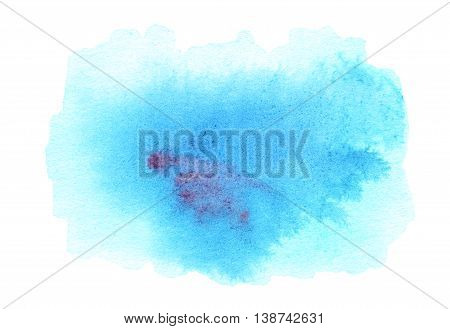 Colorful blue watercolor splash background. Abstract ink spot textured backdrop. High resolution