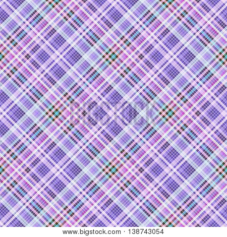 Checkered seamless pattern of interwoven multi-colored violet thin strips. Motley abstract symmetrical pattern. Template for fabrics, wallpaper. Vector eps10