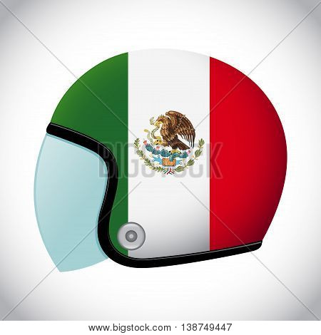 Vector stock of retro classic motorcycle helmet with Mexico flag