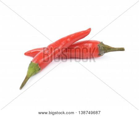 Few red italian peppers, composition isolated over the white background