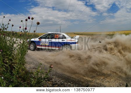 TULCEA, ROMANIA - JUNE 11: Danube Delta Rally special trial windfarm on June 11, 2016 in Tulcea, Romania