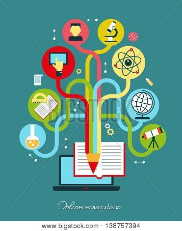 Modern vector illustration concept. Iinfographics background education. Concept of online education.
