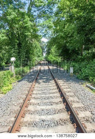 a sunny railtrack scenery in Southern Germany