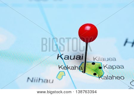 Kekaha pinned on a map of Hawaii