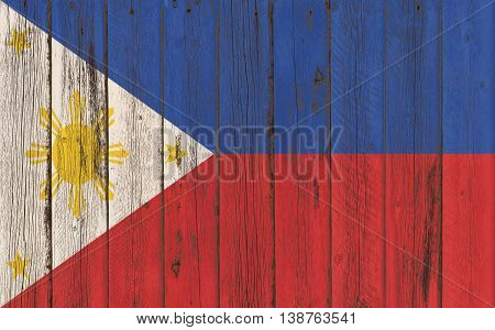 Flag of Philippines painted on wooden frame