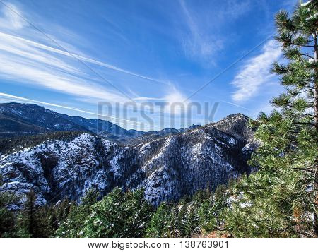 Snow in North Cheyenne Canyon just west of Colorado Springs in the Rocky Mountains