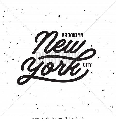 Vintage hand lettered t-shirt design. New york city text. Hand drawn typographic composition. Retro old school graphics. Vector illustration.