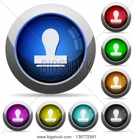 Set of round glossy stamp buttons. Arranged layer structure.