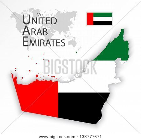 United Arab Emirates ( flag and map ) ( transportation and tourism concept )