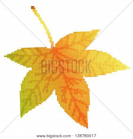 Maple leaf vector illustration, illustration with beautiful autumn sycamore leaf halftone isolated on white background