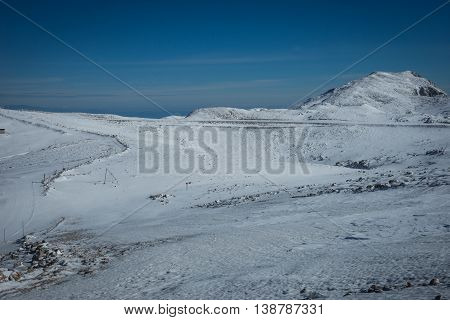 Sunny Snowy Weather On Mount Parnassos, Central Greece